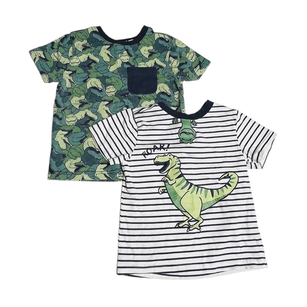 Tommy Bahama Kids' Dinosaur Tees - Green Camo and White Stripes